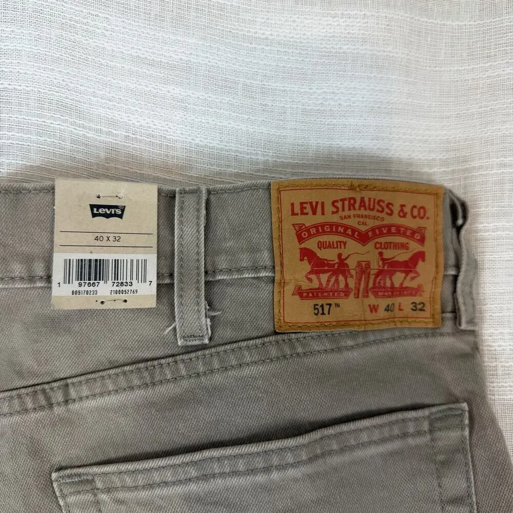 New Levi's 517 Men's Bootcut Tan Jeans Sz 40x32 Stretch Desert Beige‎ $69 MSRP